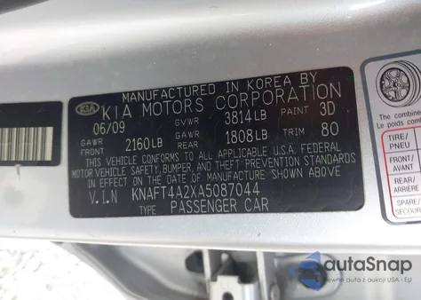 2010 Kia Forte Lx from USA, damaged, VIN KNAFT4A2XA5087044